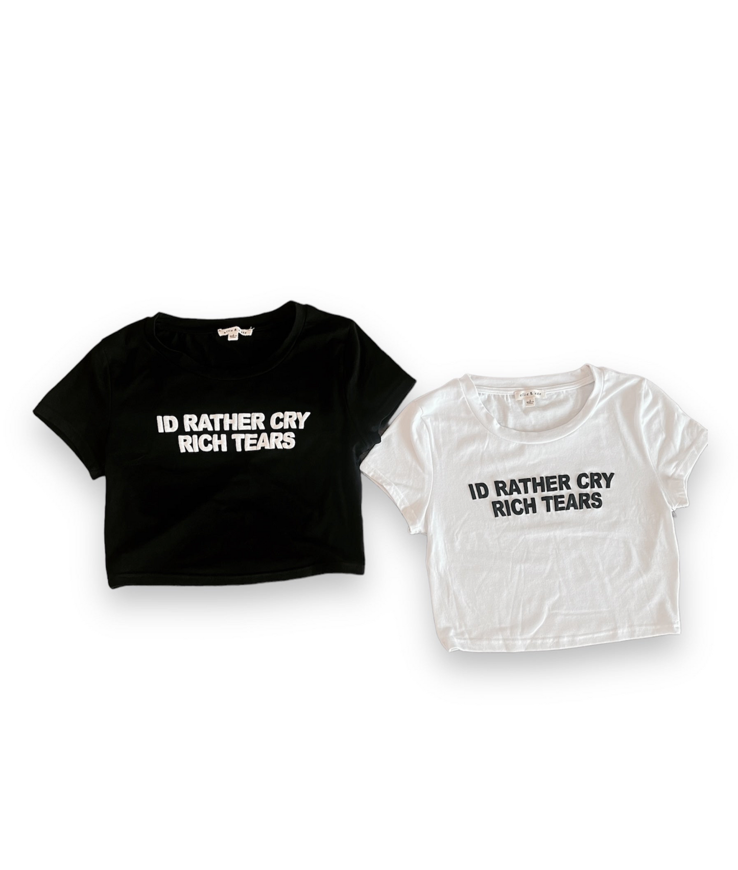 RICH TEARS CROPPED TEE-BLACK